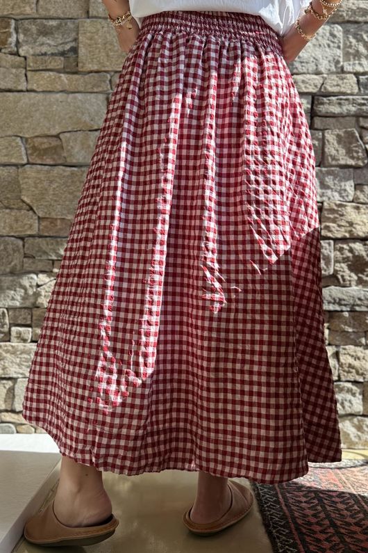 Nonni Gingham Ripley Skirt Sangria